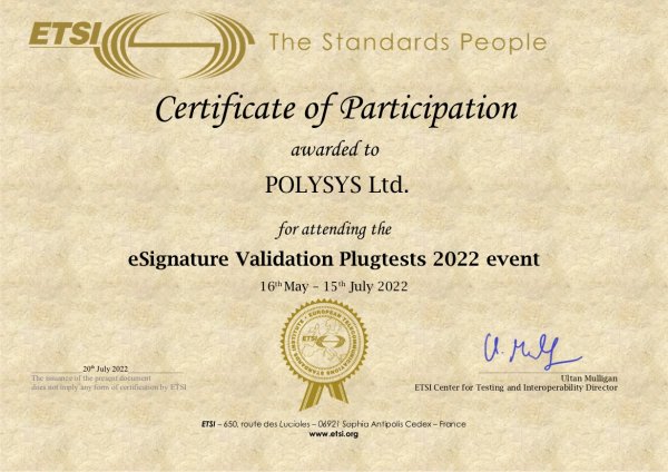 2022 ETSI_XADES-CADES-PADES-JADES-ASIC_POLYSYS_LTD_CERTIFICATE